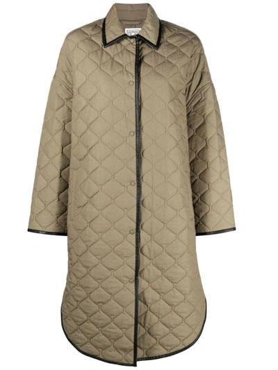 Shop Totême Toteme Quilted Cocoon Coat In Military Green.
