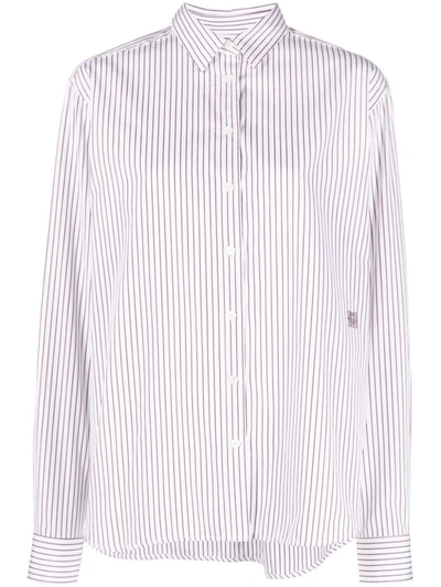Shop Totême Toteme Signature Cotton Shirt Stripe In White