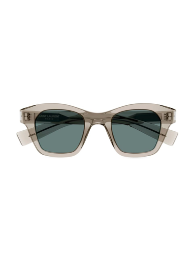 Shop Saint Laurent Men's Fashion Vintage Sl 592 47mm Squared Sunglasses In Beige