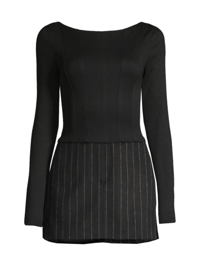 Shop Jason Wu Women's Ponte Pinstripe Minidress In Black