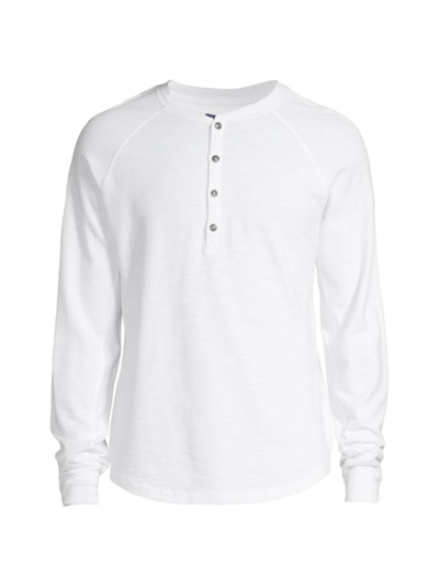Shop Good Man Brand Men's Soft Slub Long-sleeve Henley Shirt In White