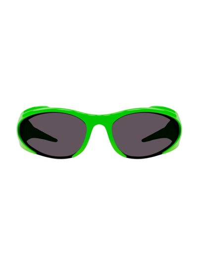 Shop Balenciaga Men's 80mm Reverse Xpander Directional Bio Injection Sunglasses In Green