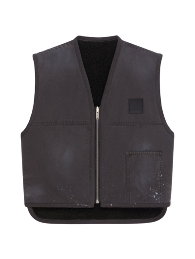 Shop Givenchy Men's Reversible Waistcoat In Cotton With Shearling Effect In Dark Grey