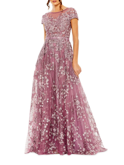 Shop Mac Duggal Women's Beaded & Floral-embroidered Gown In Whisteria