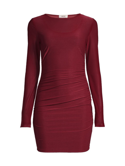 Shop Jason Wu Women's Sheer Jersey Long-sleeve Minidress In Burgundy