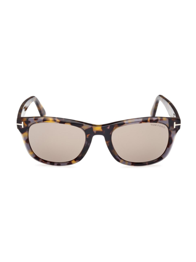 Shop Tom Ford Men's Kendel 54mm Mirrored Sunglasses In Vintage Grey Havana Mirror