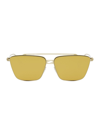 Shop Fendi Women's Baguette Metal Rectangle Sunglasses In Endura Gold