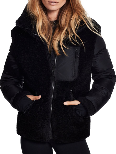 Shop Sam Women's Wylie Sherpa Puffer Jacket In Black Black Sherpa