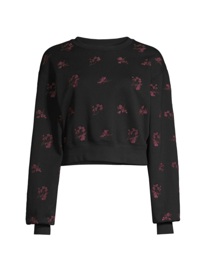 Shop Jason Wu Women's Floral-embroidered Sweatshirt In Black
