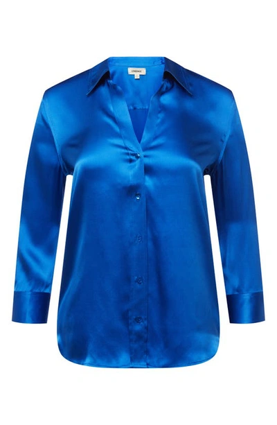 Shop L Agence Dani Silk Charmeuse Blouse In Palace Blue
