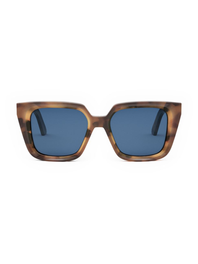 Shop Dior Women's Midnight S1i 53mm Geometric Sunglasses In Light Havana