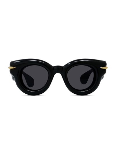 Shop Loewe Men's Inflated 46mm Pantos Sunglasses In Shiny Black Smoke