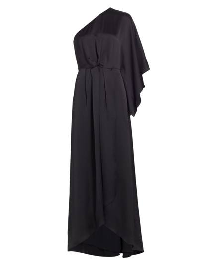 Shop Ramy Brook Women's Simone Knot-front Satin Gown In Black