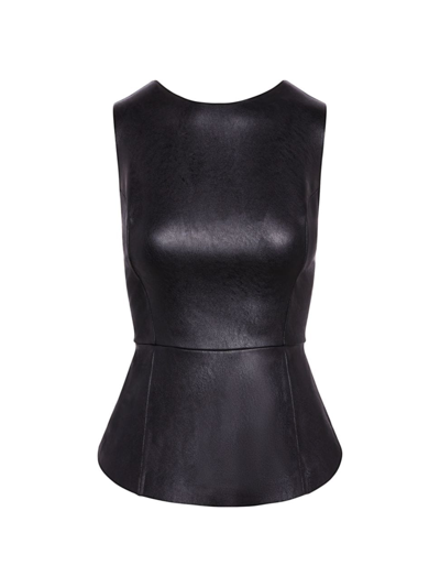 Shop Commando Women's Faux Leather Peplum Top In Black
