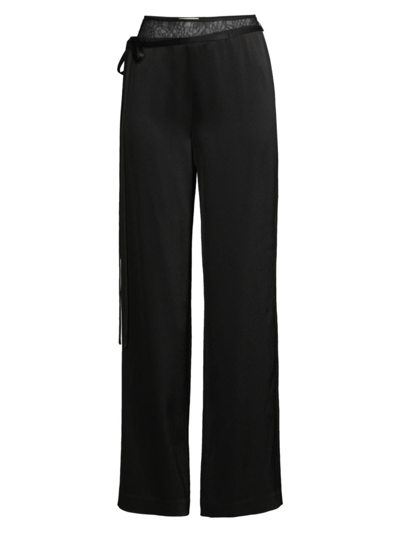 Shop Jason Wu Women's Lace & Crepe-back Satin Wide-leg Pants In Black