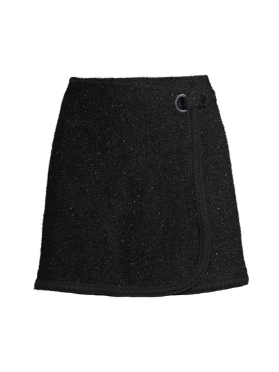 Shop Jason Wu Women's Shimmer Tweed Wrap Miniskirt In Black