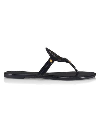 Shop Tory Burch Women's Miller Patent Leather Thong Sandals In Navy