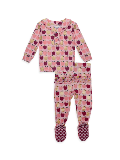 Shop Magnetic Me Baby Girl's 2-piece Appleton Ruffled Pajama Set In Neutral