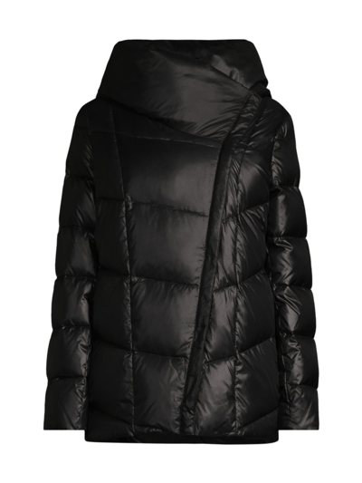 Shop Donna Karan Women's Short Sleeping Bag Coat In Black