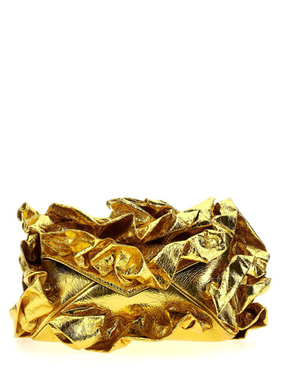 Shop Dries Van Noten Ruffled Zipped Clutch Bag In Gold