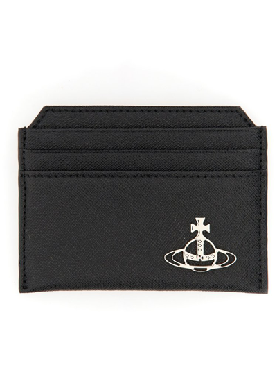 Shop Vivienne Westwood Logo Plaque Milan Card Holder In Black