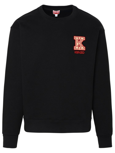 Shop Kenzo Logo Embroidered Crewneck Sweatshirt In Black