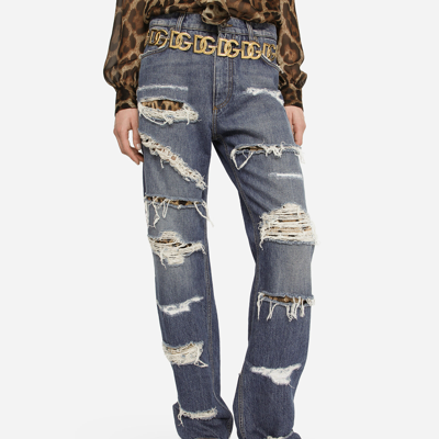Shop Dolce & Gabbana Loose-fit Jeans With Ripped Details In Multicolor