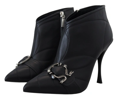 Shop Dolce & Gabbana Black Devotion Quilted Buckled Ankle Boots Women's Shoes