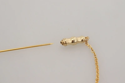 Shop Dolce & Gabbana Gold Tone 925 Sterling Silver Crystal Chain Pin Women's Brooch