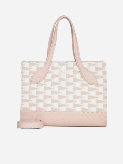 Shop Bally Keep On Xs Leather And Monogram Canvas Bag In Pink