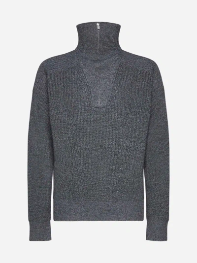 Shop Marant Benny Merino Wool Sweater In Charcoal