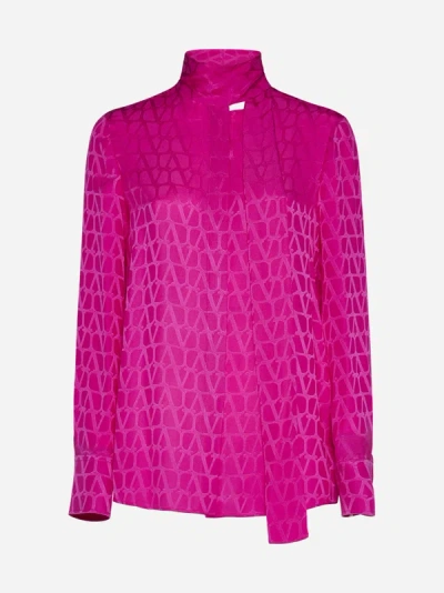Shop Valentino Toile Iconographe Silk Shirt In Pink Pp