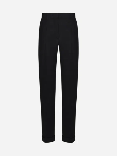 Shop Totême Wool-blend Tailored Trousers In Black