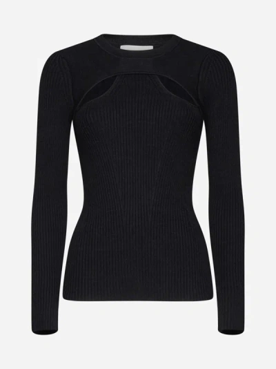 Shop Isabel Marant Zana Cut-outs Wool-blend Sweater In Black