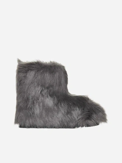 Shop Stand Studio Olivia Faux Fur Ankle Boots In Charcoal