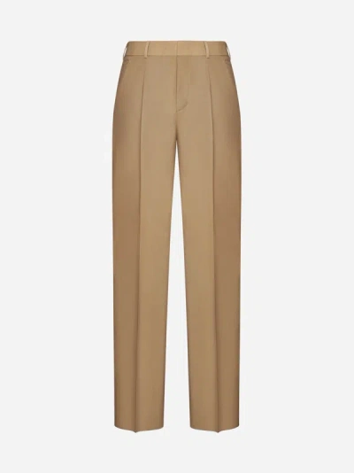 Shop Valentino Wool And Mohair Trousers In Camel