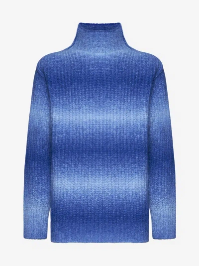 Shop Roberto Collina Alpaca-blend Mock-neck Sweater In Bluette