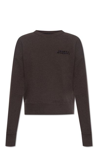 Shop Isabel Marant Logo Embroidered Crewneck Sweatshirt In Black