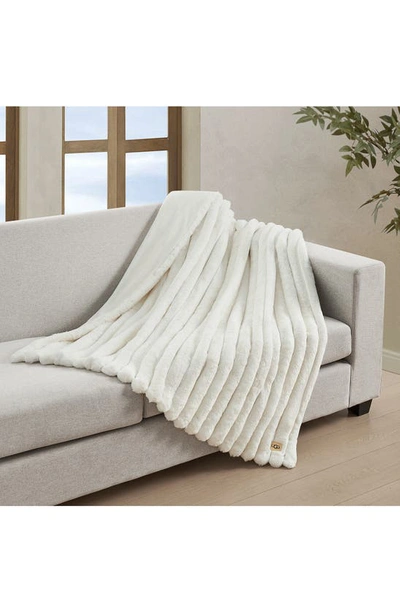 Ugg Channel Quilt Faux Fur Throw Blanket In Snow