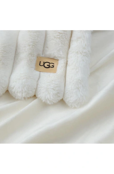 Ugg Channel Quilt Faux Fur Throw Blanket In Snow