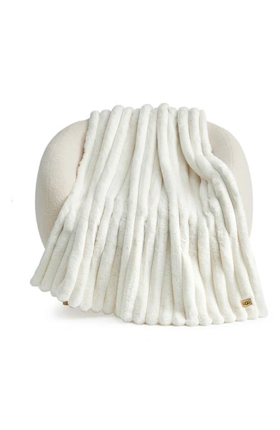 Ugg Channel Quilt Faux Fur Throw Blanket In Snow