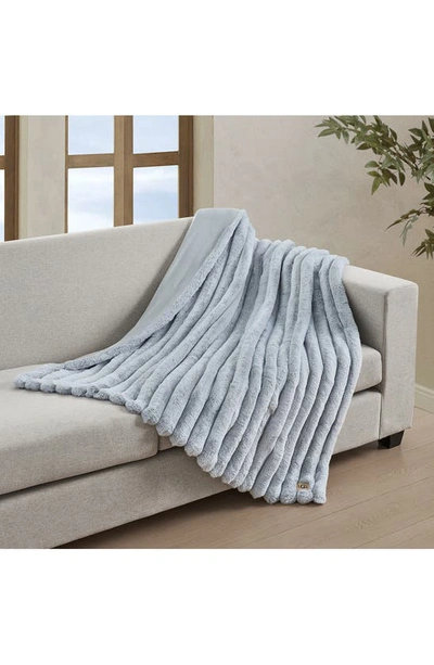 Ugg Channel Quilt Faux Fur Throw Blanket In Stone