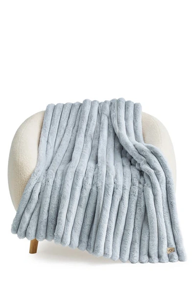 Ugg Channel Quilt Faux Fur Throw Blanket In Stone