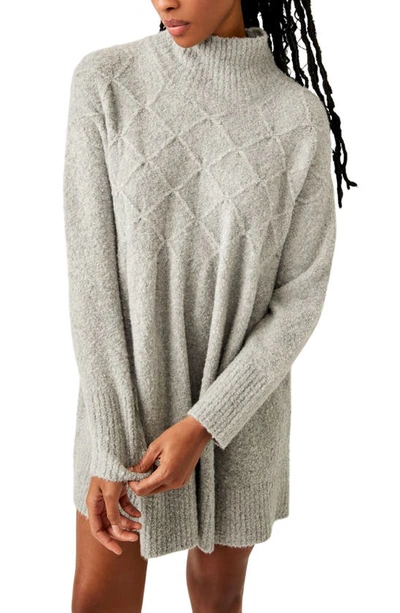 Shop Free People Jaci Long Sleeve Mock Neck Sweater Dress In Heather Gray