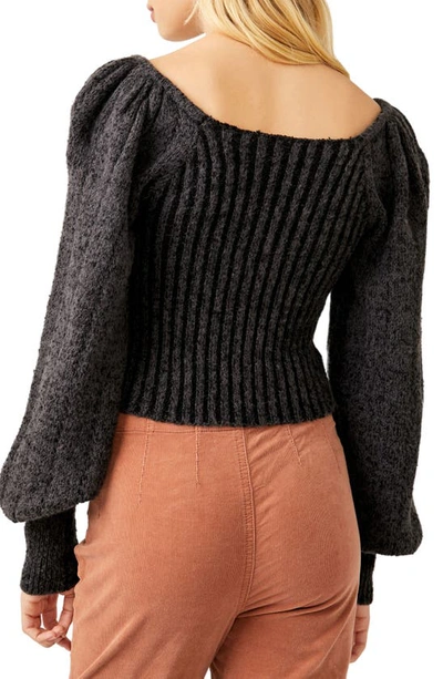Shop Free People Katie Mix Stitch Square Neck Sweater In Black Combo