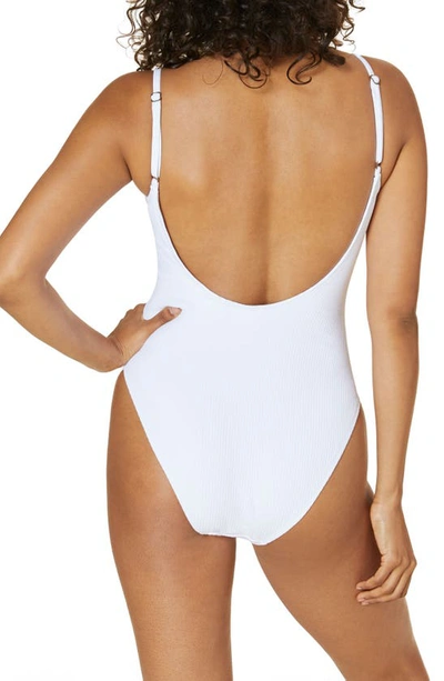 Andie The Laguna Long Torso Ribbed One-piece Swimsuit In White