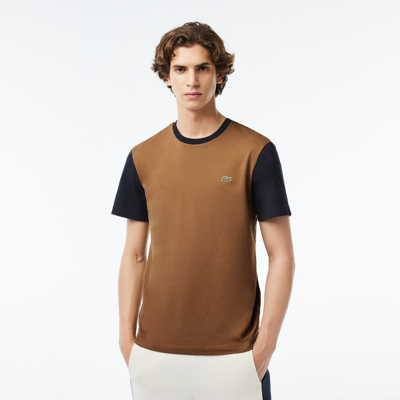 Shop Lacoste Men's Regular Fit Colorblock Jersey T-shirt - 4xl - 9 In Brown