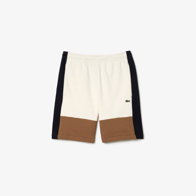 Shop Lacoste Men's Regular Fit Brushed Fleece Colorblock Shorts - L - 5 In White