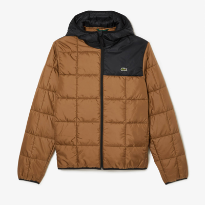 Shop Lacoste Men's Waterproof Padded Hood Puffer Jacket - 58 - Xl In Brown