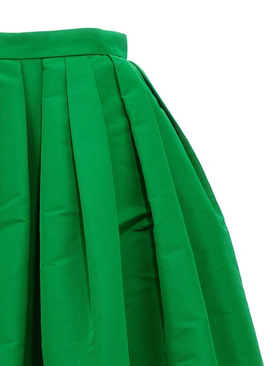 Shop Alexander Mcqueen Pleated Midi Skirt In Green
